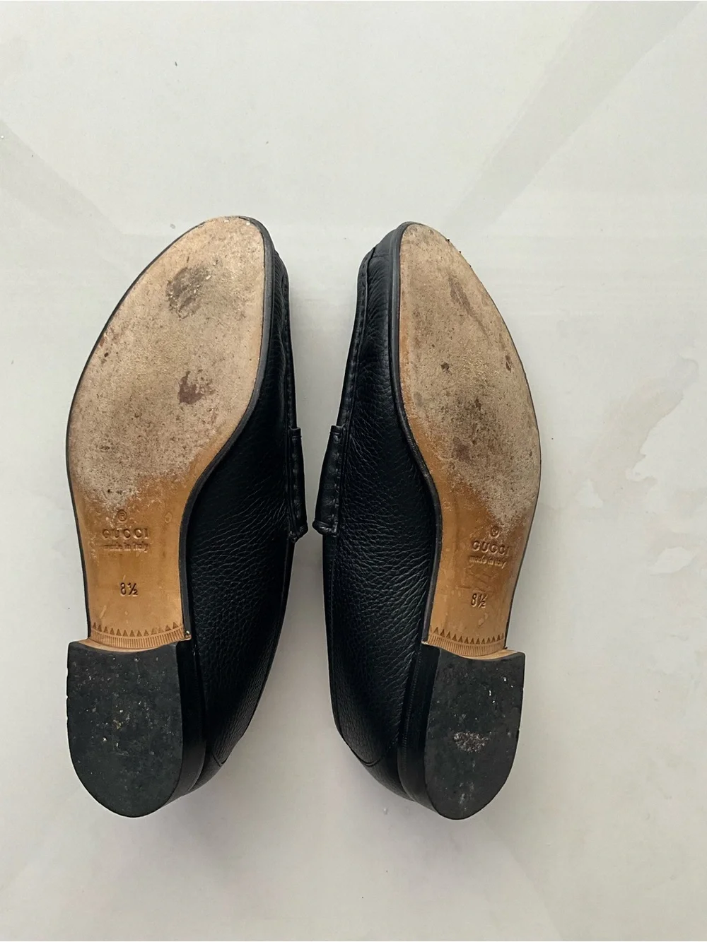 Gucci Black Leather Horsebit Slip-On Loafers